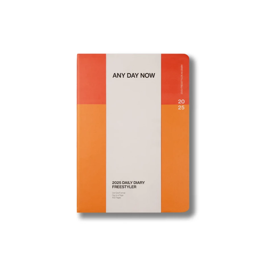 Image of Any Day Now - 2025 Diary - The Freestyler - Dot Grid - Red & Orange