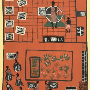 Image for BLMC Print 4681-23-8/50 Marrnyula Munuŋgurr Watju, Mititjpurr - inthe early days- lino” (Plus Framing)