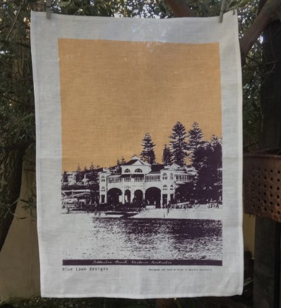 Image of Linen Tea Towel - Cottesloe Beach