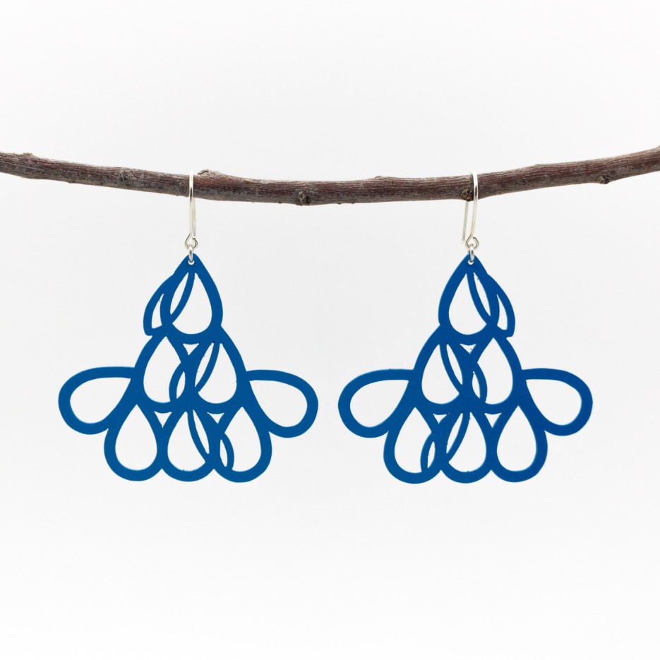 Image of Earrings Painted Copper Bells Blue | Susannah Kings-Lynne
