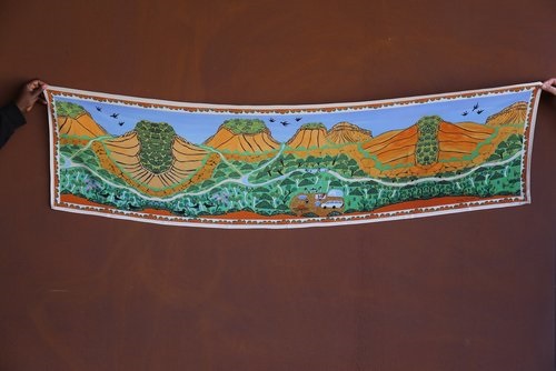 Image of Tangentyere Silk Scarf - Camping at Illari Spring