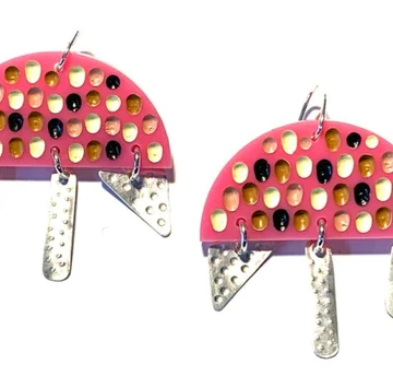 Image for HG Earrings Hand-etched, Perspex, SSilver GH34