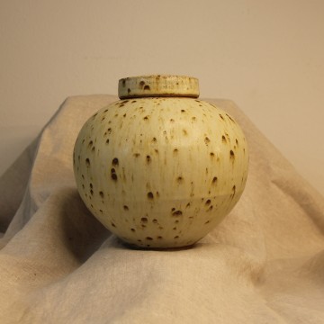 Image for Lidded Sphere I | Oatmeal Glaze