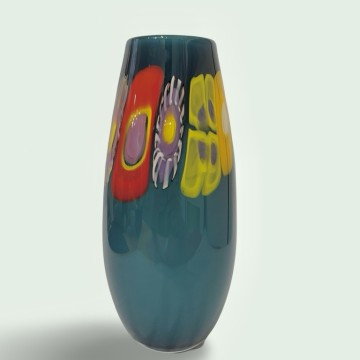Image for FL Vase Murrini Cyl Aqua Polished Rim 268