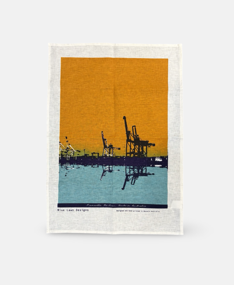 Image of Linen Tea Towel - Fremantle Harbour