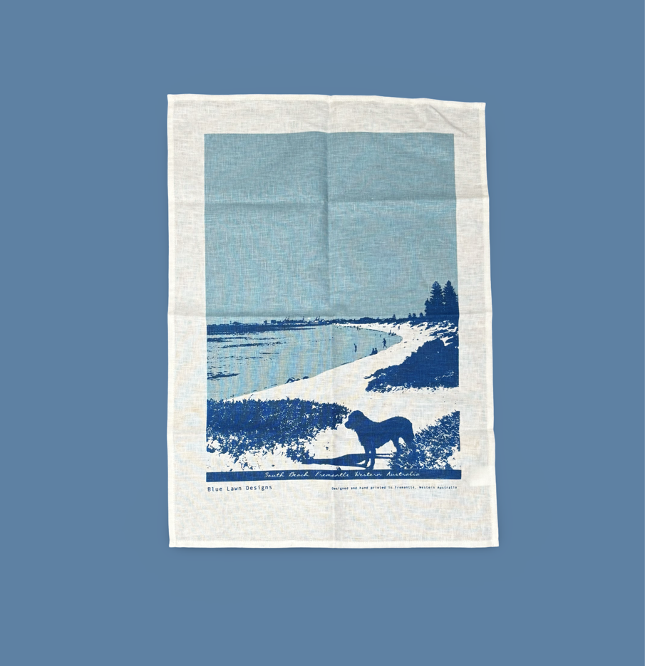 Image of Linen Tea Towel - South Beach Dog