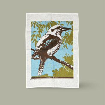 Image for Linen Tea Towel - Blue-Winged Kookaburra