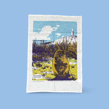 Image for Linen Tea Towel - Quokka at Pinky Beach Rottnest