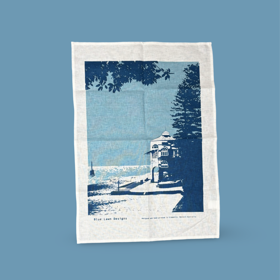 Image of Linen Tea Towel - Cottesloe Beach Looking North