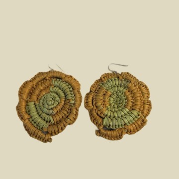 Image for Buku Earrings Woven | Grass Green & Sunset Orange