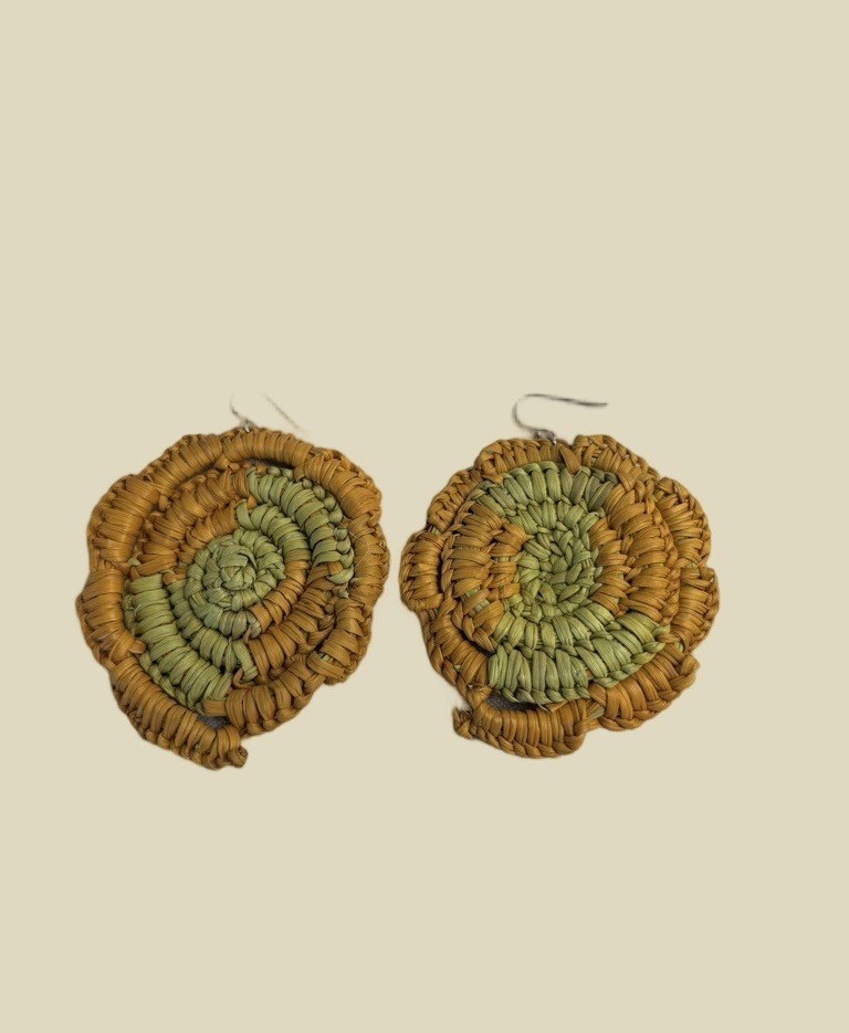 Image of Buku Earrings Woven | Grass Green & Sunset Orange