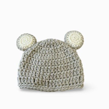 Image for Bear Beanie - 0-6 months | Sand