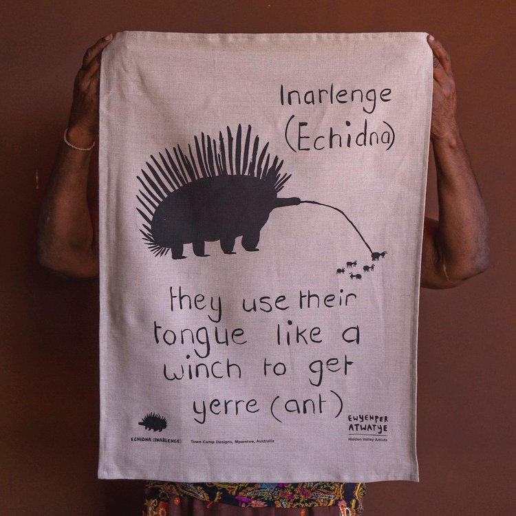 Image of Tangentyere Tea Towel - Echidna Oatmeal