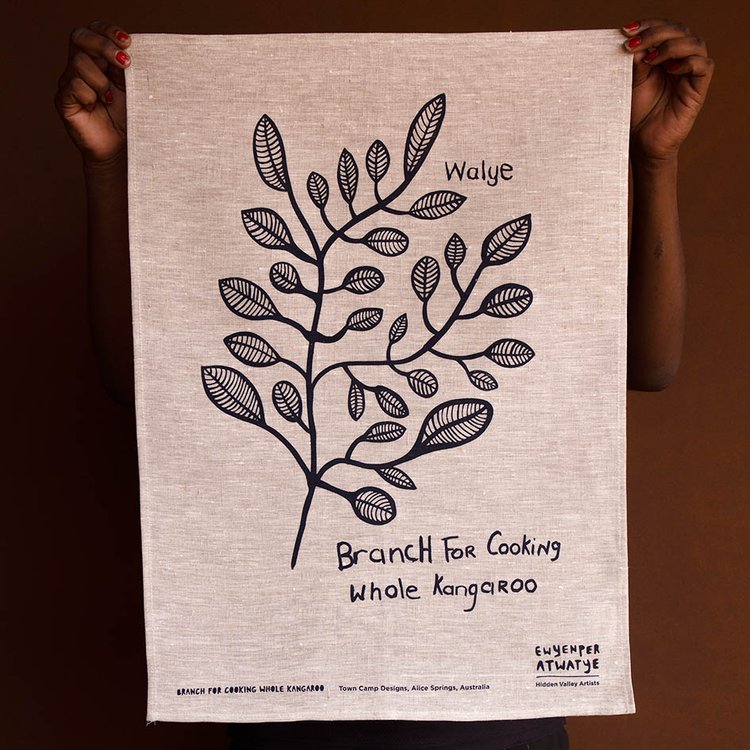 Image of Tangentyere Tea Towel - Walye (Branch) Oatmeal