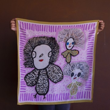 Image for Tangentyere Silk Scarf - Kurrkurrka (Owl)