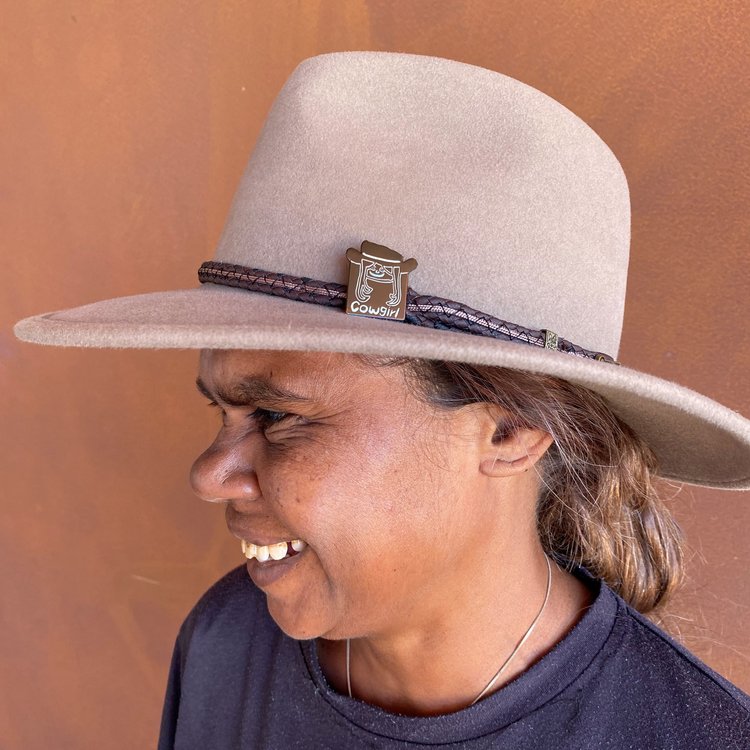 Image of Tangentyere Enamel Pin: Cow Girl - Laurel Milera