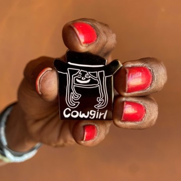 Image for Tangentyere Enamel Pin: Cow Girl - Laurel Milera