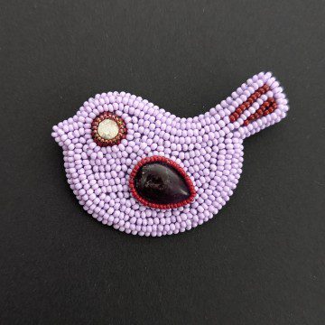 Image for PC Amethyst Bird Brooch | Amethyst, Druzy Quartz & Glass Beads