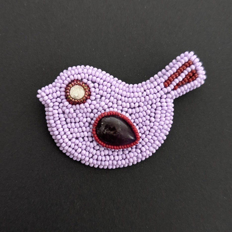 Image of PC Amethyst Bird Brooch | Amethyst, Druzy Quartz & Glass Beads