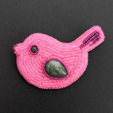 Image for PC Aventurine Bird Brooch | Aventurine & Glass Beads
