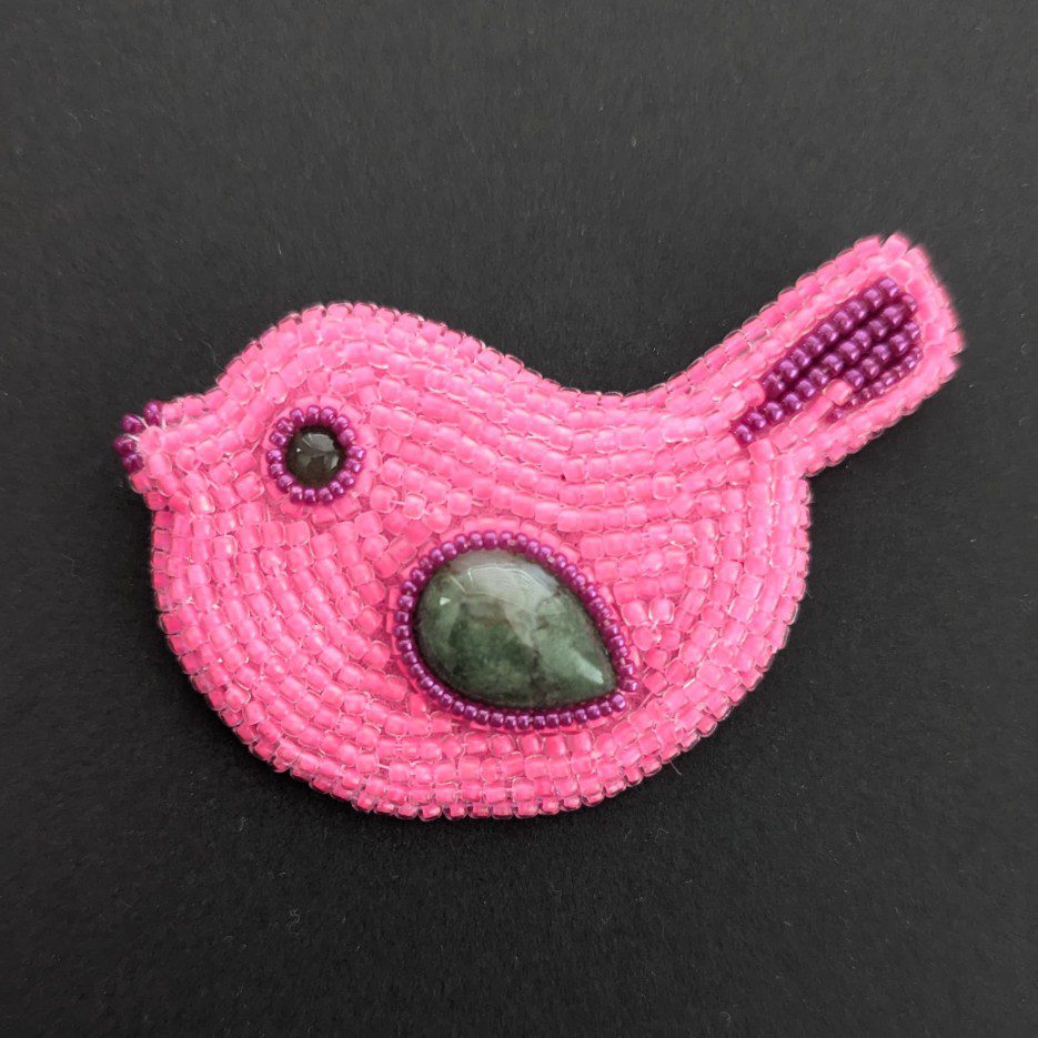 Image of PC Aventurine Bird Brooch | Aventurine & Glass Beads