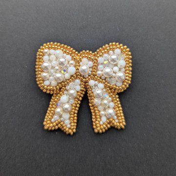 Image for PC Golden Bow Brooch | Austrian Crystals, Crystal Pearls and Glass Beads