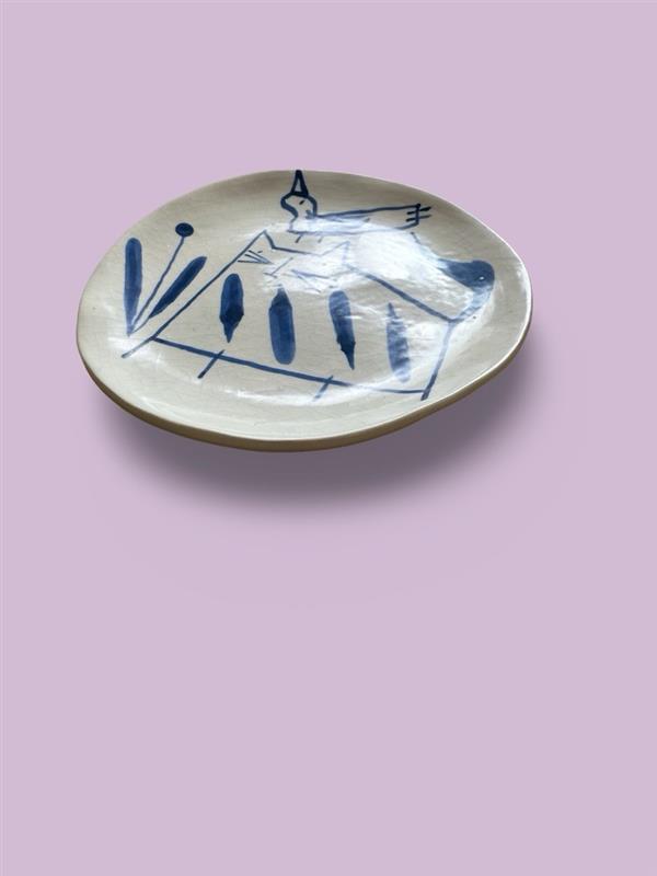 Image of Anthea Carboni | Small Plate Cat and Bird P11