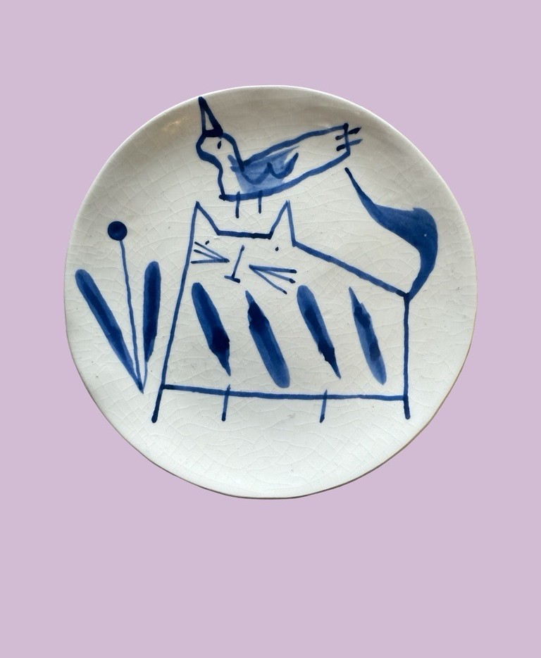 Image of Anthea Carboni | Small Plate Cat and Bird P11