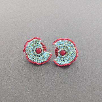 Image for PC Picasso Ruffle Earrings | Coral & Glass Beads