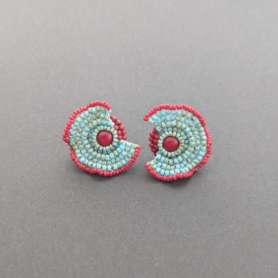 Image of PC Picasso Ruffle Earrings | Coral & Glass Beads