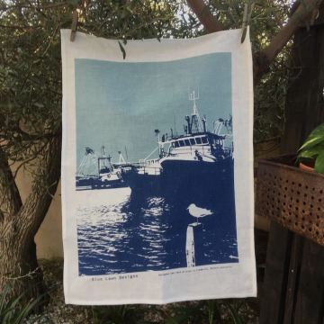 Image for Linen Tea Towel - Fishing Boat Harbour