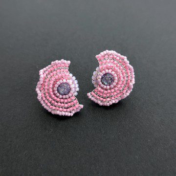 Image for PC Violet Druzy Ruffle Earrings | Druzy Quartz & Glass Beads