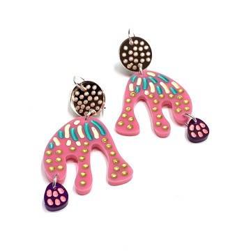 Image for HG Earrings Hand-etched, Perspex, SSilver GH28