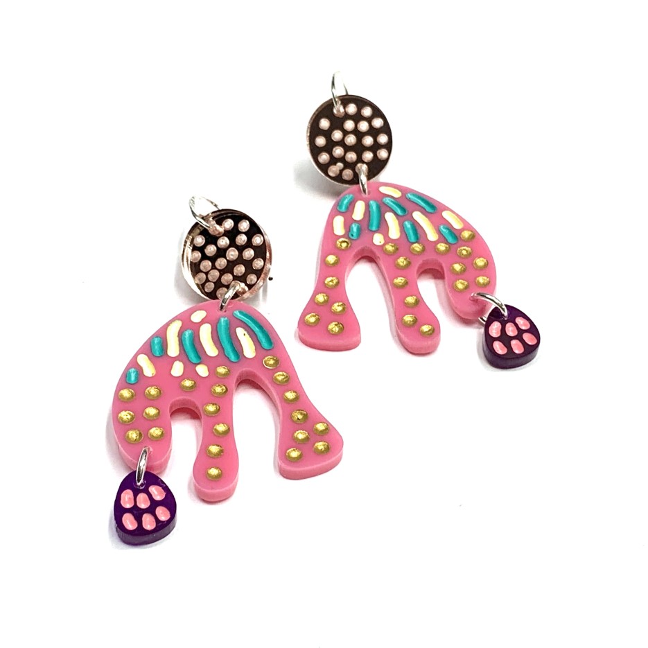 Image of HG Earrings Hand-etched, Perspex, SSilver GH28