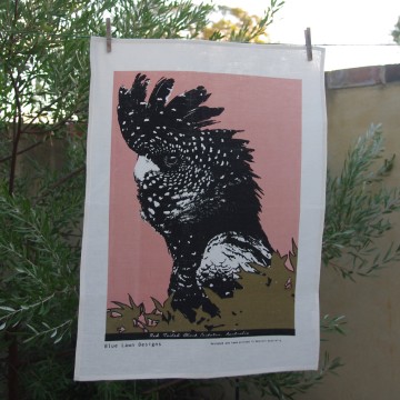 Image for Linen Tea Towel | Red-Tailed Black Cockatoo (BLD)