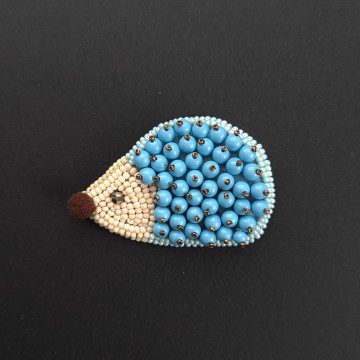 Image for Baby Hedgehog Brooch  | Swarovski Crystal Pearls, Glass Beads, Pom Pom (PC)