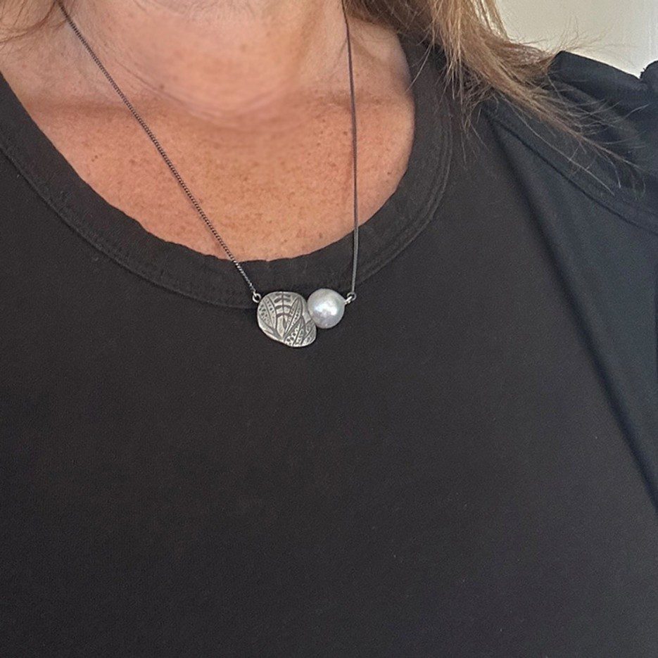 Image of Necklace | Baroque FWP, SS, Leaf Imprint - FWP nl 1S (WR)