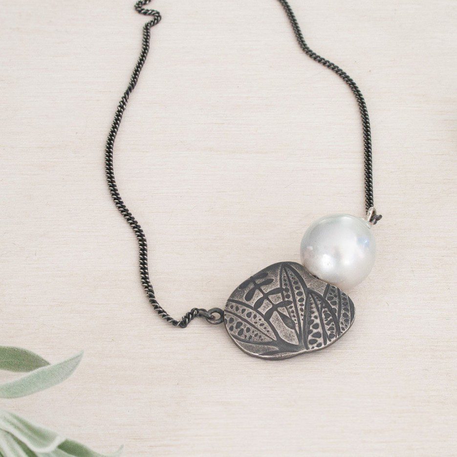 Image of Necklace | Baroque FWP, SS, Leaf Imprint - FWP nl 1S (WR)