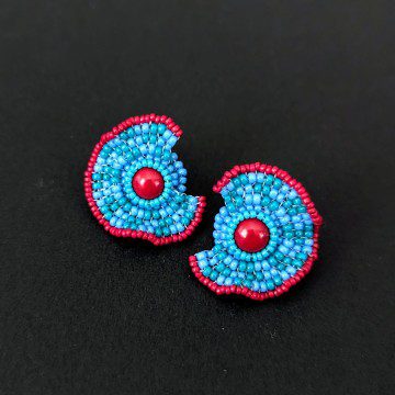 Image for Ruffle Earrings | Coral, Glass Beads (PC)