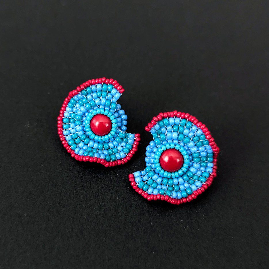 Image of Ruffle Earrings | Coral, Glass Beads (PC)