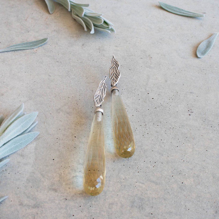 Image of Earrings | Lemon Quartz, Emb Silver - LQ er 1S (WR)