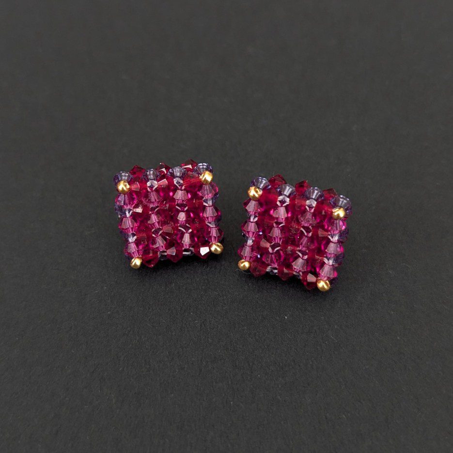 Image of Earrings Fuschia Crystal Cube | Swarovski Crystals (PC)