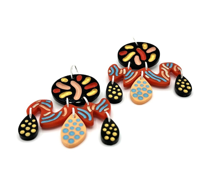 Image of Hand-etched, Perspex, Sterling Silver Earrings  GH70