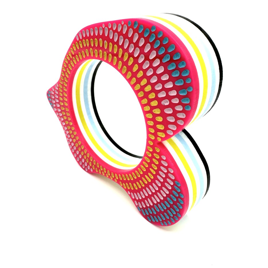 Image of Hand-etched and Painted Recycled Perspex Bangle GH76