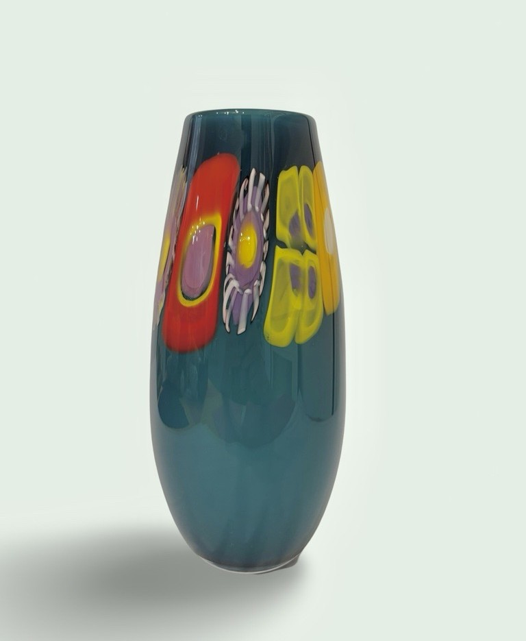 Image of FL Vase Murrini Cyl Aqua Polished Rim 268