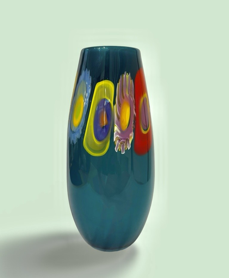 Image of FL Vase Murrini Cyl Aqua Polished Rim 268