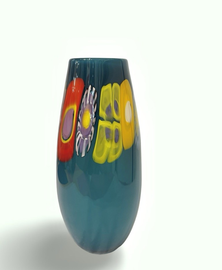 Image of FL Vase Murrini Cyl Aqua Polished Rim 268