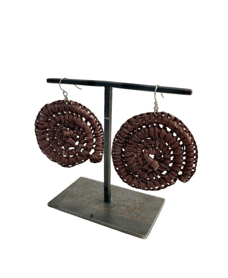 Image of Buku Woven Earrings Dark Brown