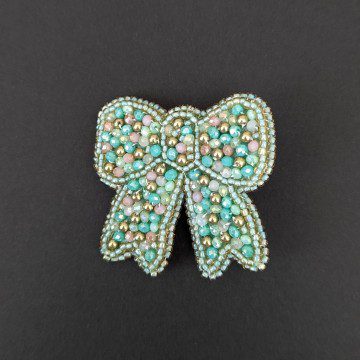 Image for Bow Brooch | Seafoam Green Glass Beads (PC)