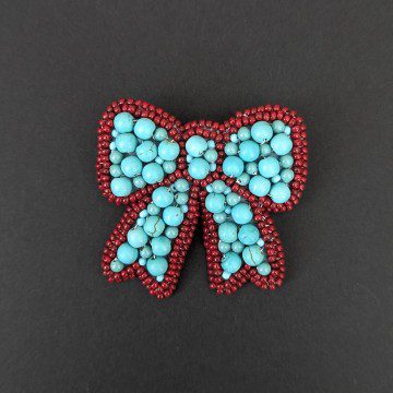 Image for Bow Brooch | Turquoise Beads, Glass Beads (PC)